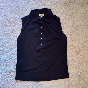 Cos Sleeveless Silk Cotton Polo Shirt Large